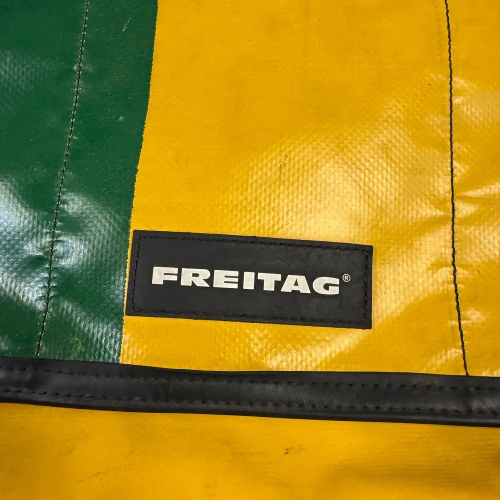 FREITAG F14 DEXTER Messenger Yellow & Green Black Vintage Recycled Tarpaulin